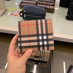 茜茜二手Burberry Vintage 對折短夾 錢包 八卡夾 條紋 駝色 黑色內裡 男女款