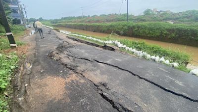 Portion of tar road leading to A.J. Engineering College collapses