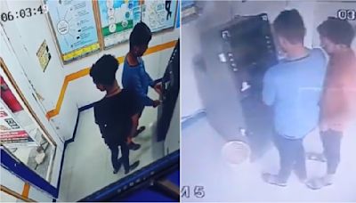 VIDEO: Minor Thieves Caught On CCTV Stealing Money From ATM Using Plastic Strips & Fevicol In Warangal; Arrested