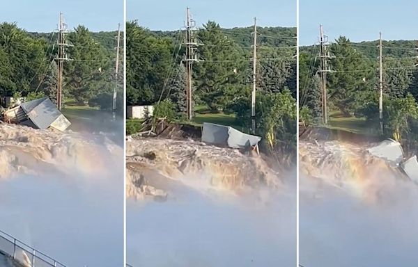 Rapidan dam failure: Minnesota building collapses into rushing floodwaters