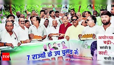 Congress celebrates INDIA bloc’s win in bypoll results | Allahabad News - Times of India