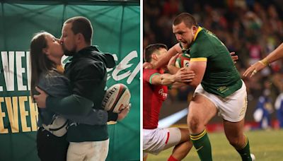 Kiss for the miss: Andre-Hugo celebrates Springbok debut