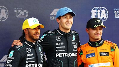 George Russell and Lewis Hamilton lock out front row, Sergio Pérez falters at British GP