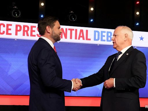 Tim Walz, JD Vance Shake Hands Before US Vice Presidential Debate Starts