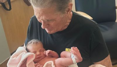 David Hasselhoff breaks down in tears as he meets his first grandchild