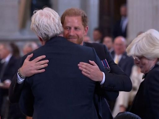 Prince Harry hugs family as he is supported by Princess Diana’s brother and sister at Invictus Games ceremony