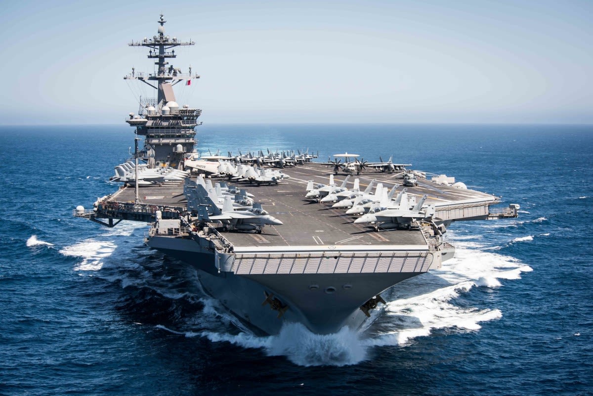 USS Theodore Roosevelt and its carrier strike group arrive in the Middle East