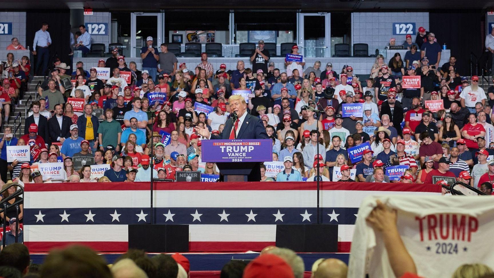 Trump tells thousands at Michigan rally he 'took a bullet for democracy'