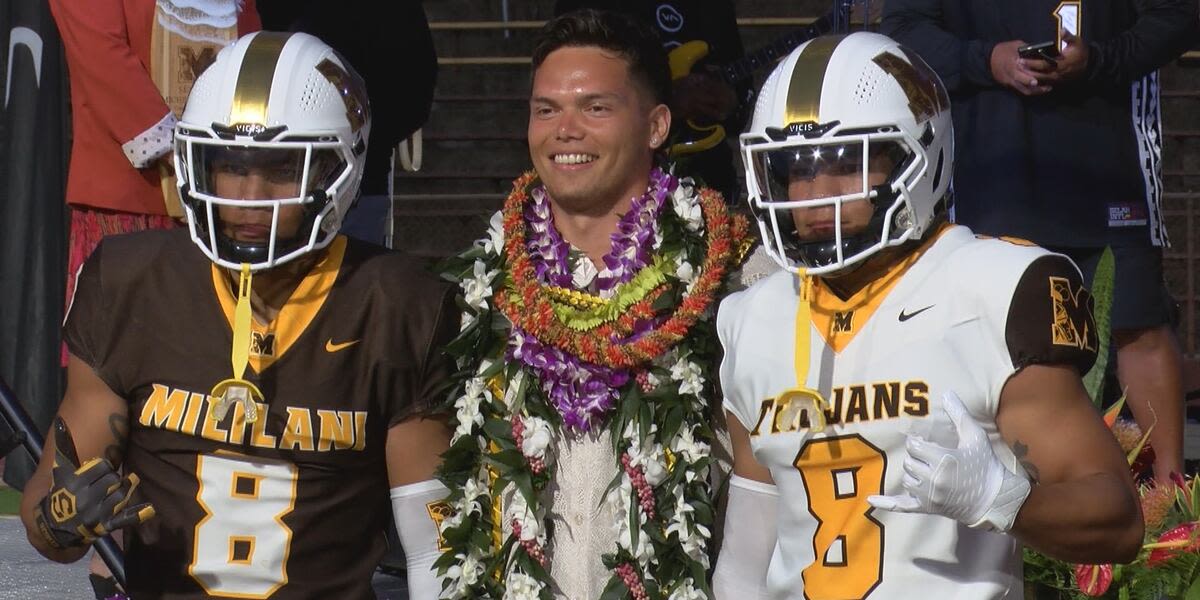 Mililani's Dillon Gabriel returns to his alma mater to gift new uniforms to football team