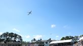 Boeing Dreamliner does flyover at Harbour Town Golf Links during RBC Heritage