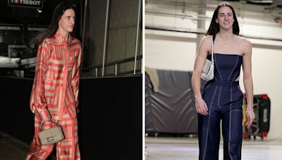 Caitlin Clark Hits the WNBA Tunnel in a Slouchy Fendi Set and a Cutout Denim Jumpsuit