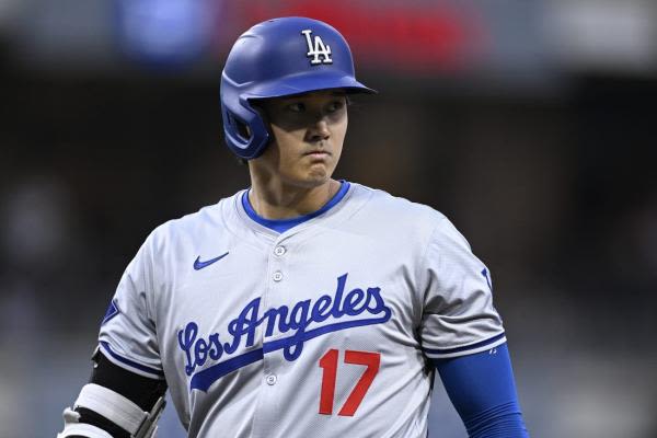 Dodgers DH Shohei Ohtani (back) not in lineup vs. Padres