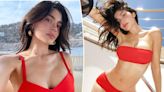 Kylie Jenner catches some rays in fiery red bikini
