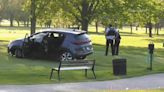 Car crashes onto north suburban golf course, prompting lockdown at nearby school, rec center