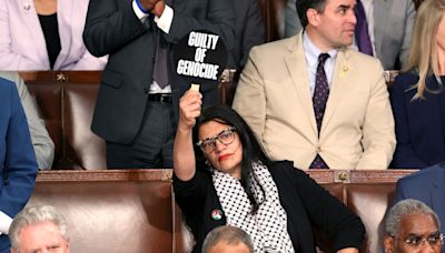 Rashida Tlaib Protests Netanyahu’s Speech With Dramatic Sign