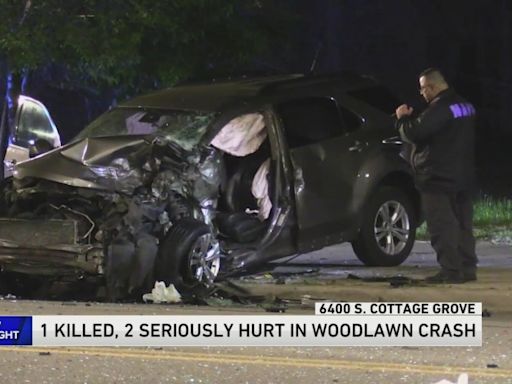 1 killed, 3 injured in Woodlawn crash late Saturday night, Chicago police say