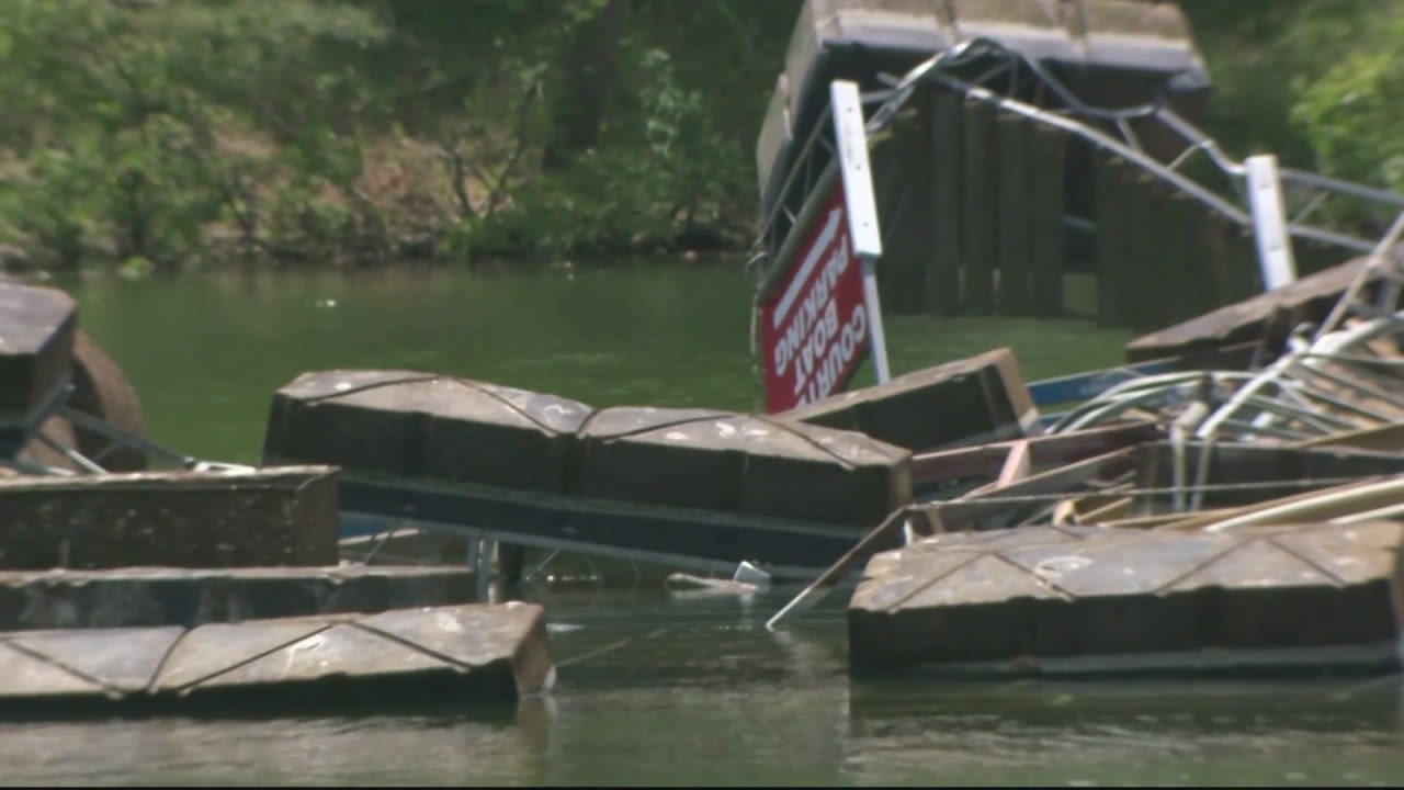 Strong storm flips dock, several boats underwater