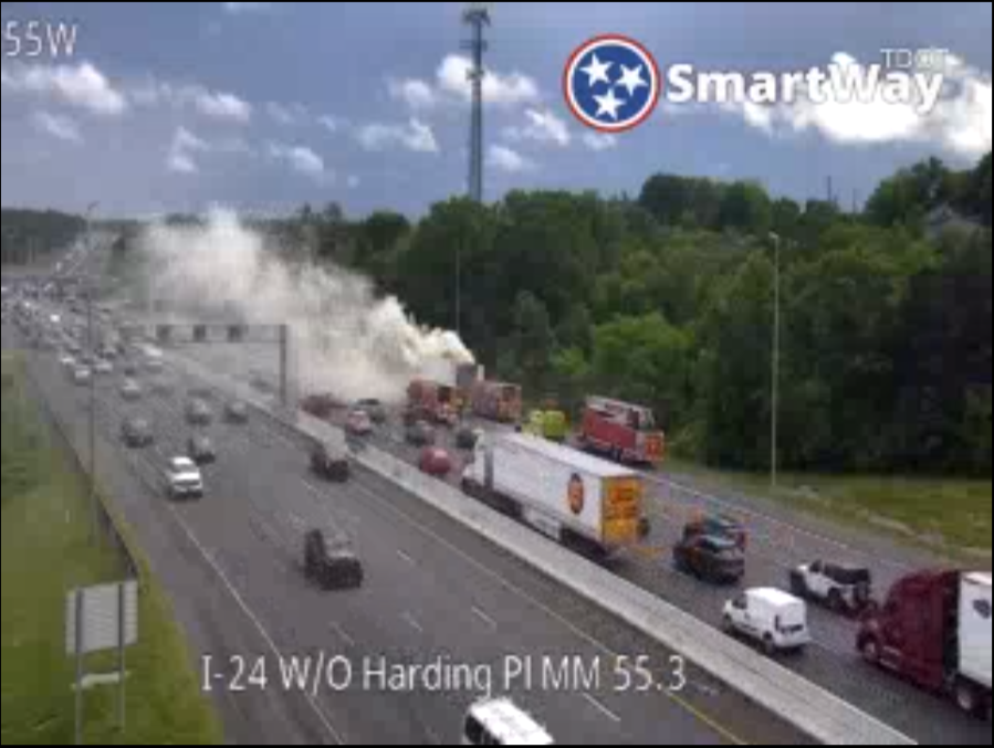 Vehicle fire on I-24E leads to closures, delays in Davidson County