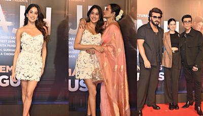 Ulajh screening: Rekha showers love on Janhvi Kapoor, Arjun Kapoor poses with Khushi Kapoor, Karan Johar and others