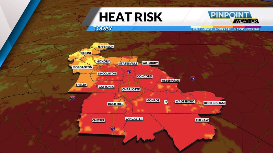 Pinpoint Weather Alert: Oppressive temps around Charlotte