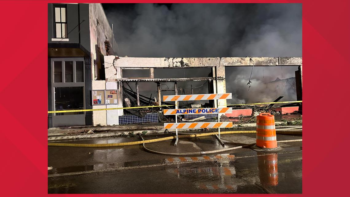 Firefighters battle large structure fire in the downtown Alpine area