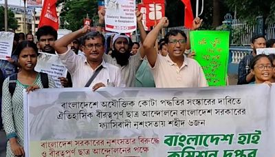 Kolkata students take out rally in solidarity with Bangladesh’s anti-quota protesters