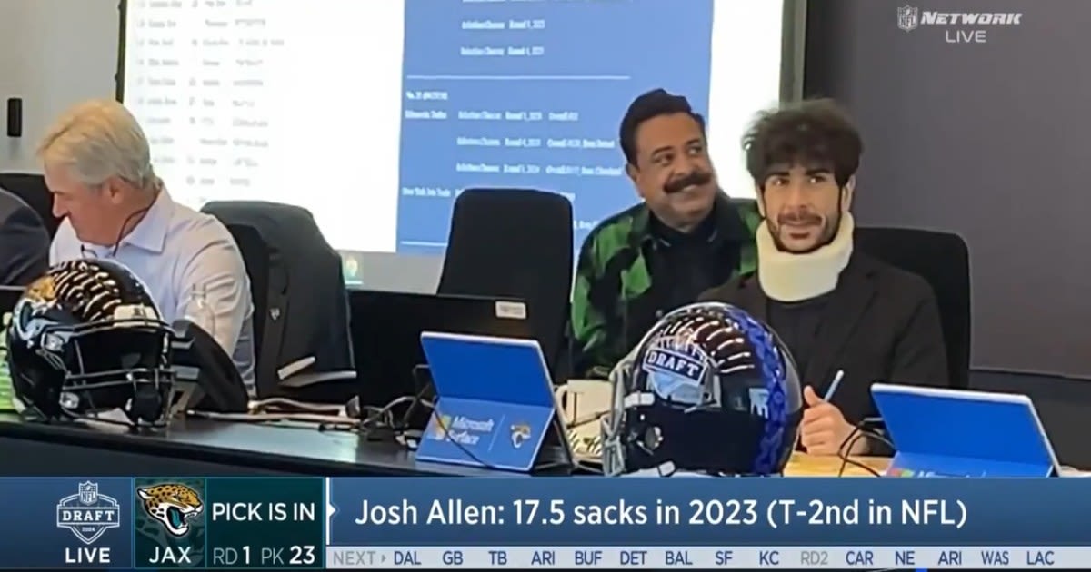 Tony Khan Wears A Neck Brace During The NFL Draft