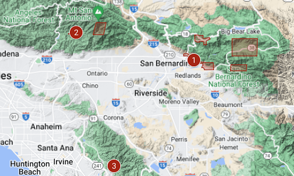 Map: Where Southern California’s three big wildfires are burning