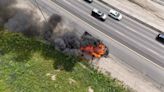 Blazing truck fire on Highway 400