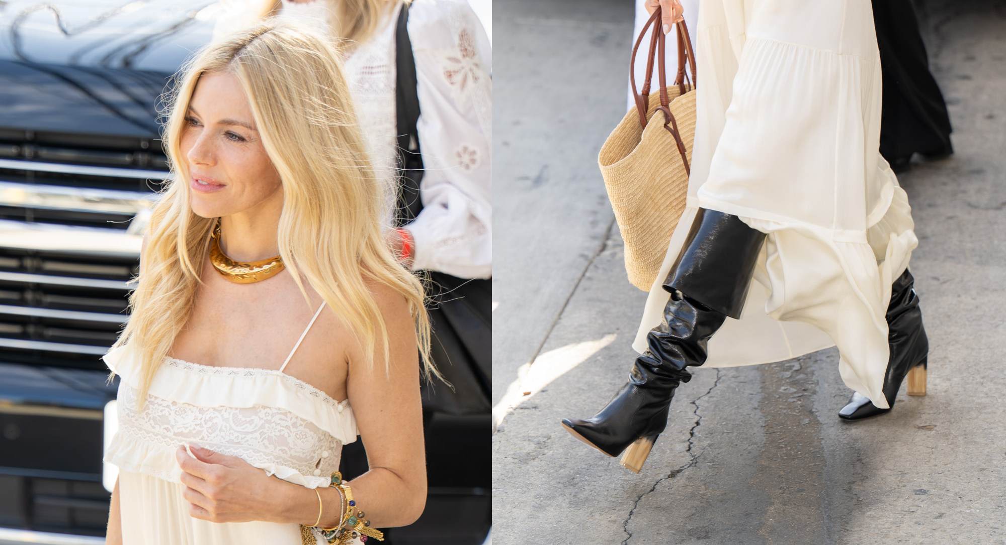 Sienna Miller Embraces On-The-Go Boho Style in Chloé Slouchy Leather Boots from ‘Jimmy Kimmel Live’ to ‘Horizon’ Premiere