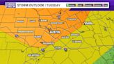 Strong storms possible Monday evening with increased risk Tuesday for Central Texas
