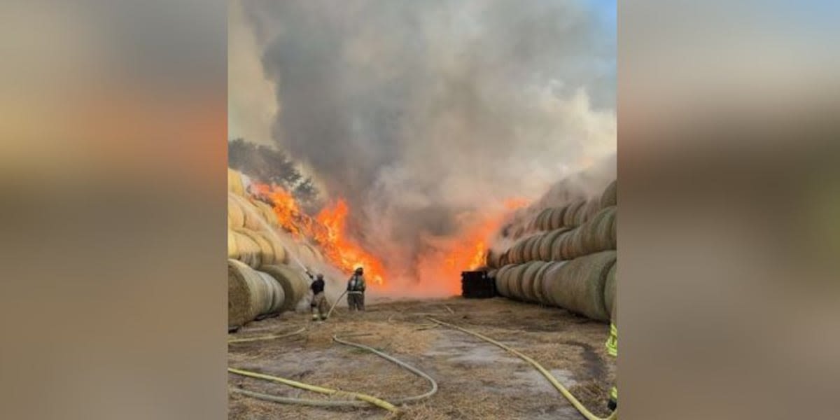 Crews responding to large fire at Johnson County hay company, officials say