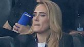 Adele looks tense as she attends England's Euros semi final