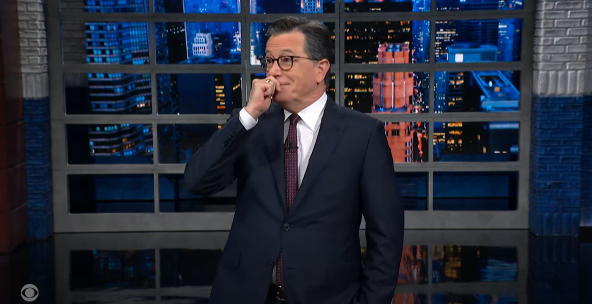 Stephen Colbert highlights a truly awkward ‘Freudian slip’ outside the Trump hush money trial