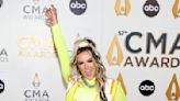 Country singer Priscilla Block dresses as a traffic cone at the CMA Awards