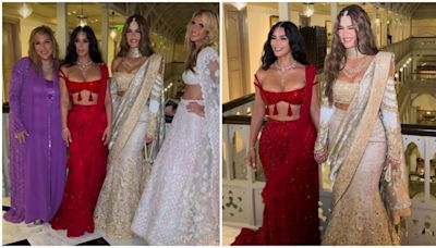 Kim Kardashian and Khloe Kardashian go desi in dazzling lehenga-sarees Radhika-Anant Ambani wedding