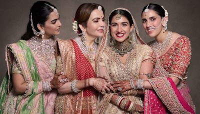 The Ambani women: Nita Ambani poses with Radhika Merchant, Isha Ambani and Shloka Mehta