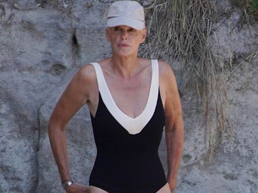 Brigitte Nielsen, 61, flaunts her toned figure in a lowcut swimsuit