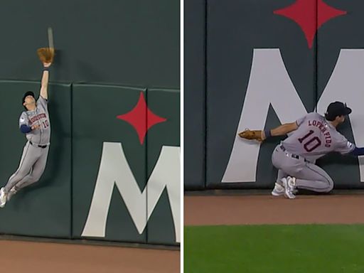 Astros' Loperfido makes leaping, juggling catch -- TWICE!