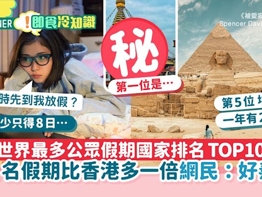 世界最多公眾假期國家排名TOP 10 第一名假期竟比香港多一倍？！