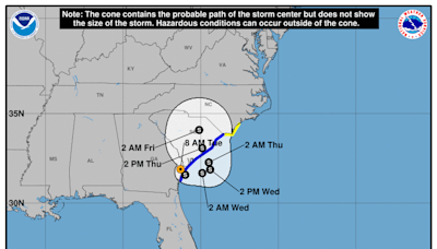 Tropical Storm Debby’s path and progress: NHC’s Tuesday, Aug 06 update