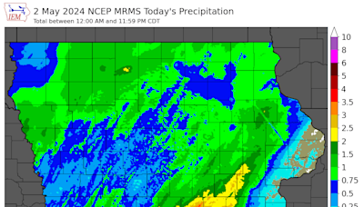 April showers continue into May. How much rain did Iowa get Thursday?