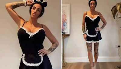 Katie Price shows off HUGE tattoos and new boob job in sexy French maid outfit