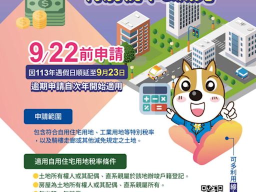 地價稅優惠錯過太可惜！請民眾9/22前快來辦