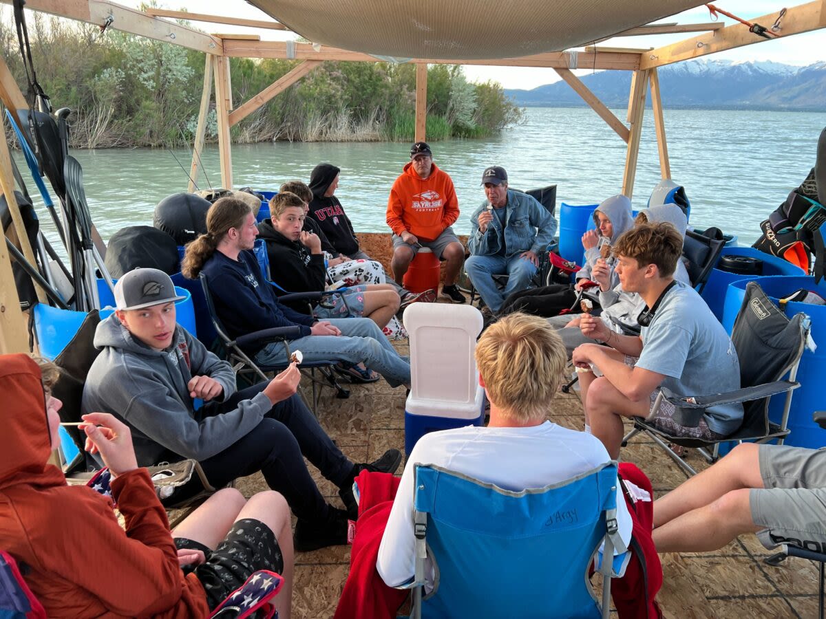 Lehi Latter-day Saint group voyages across Utah Lake on bike-powered barge