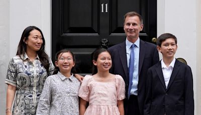 Jeremy Hunt and family leave 11 Downing Street as Labour celebrate landslide victory