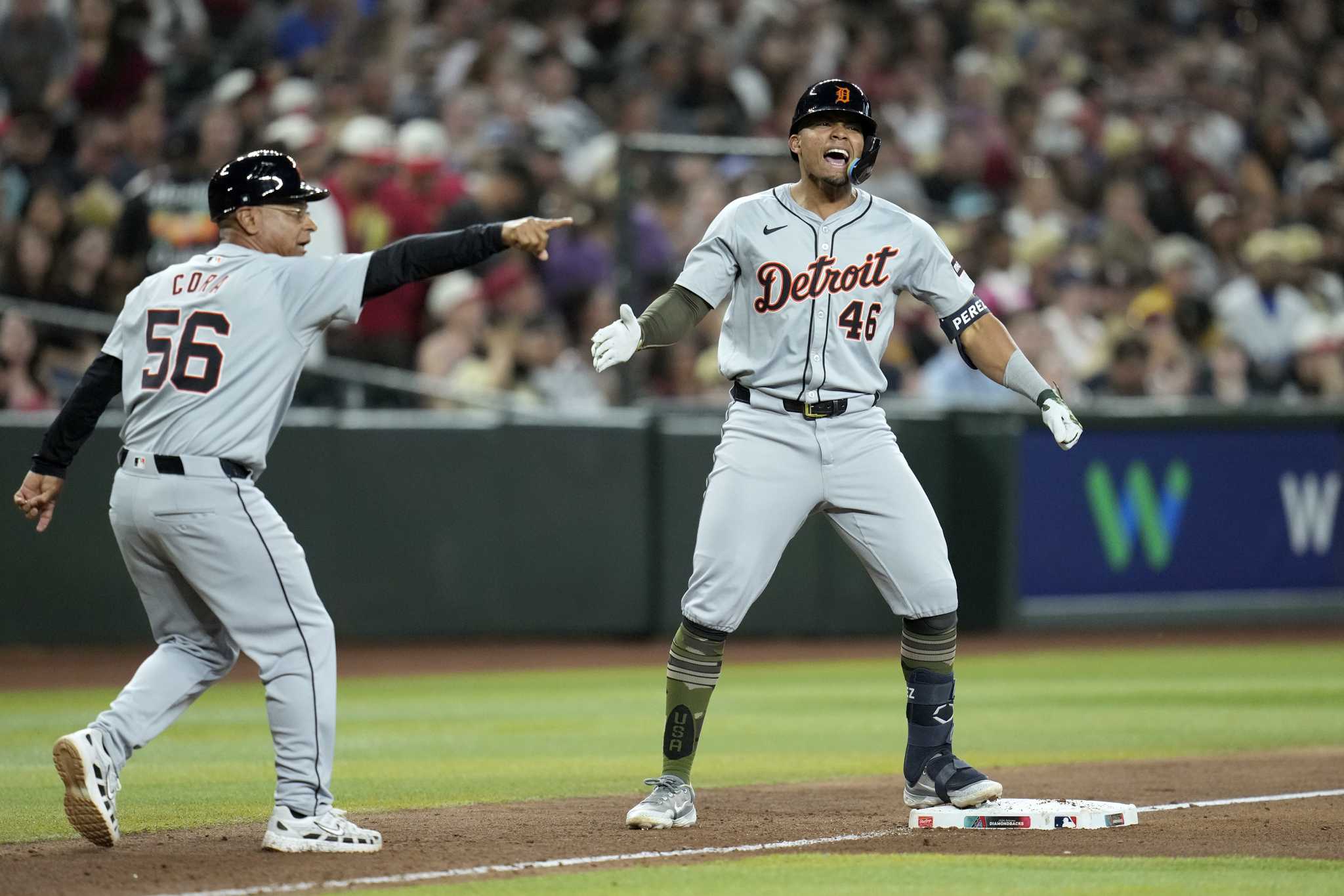 Rookie Wenceel Pérez hits three-run triple in six-run 7th as Tigers beat Diamondbacks 8-3