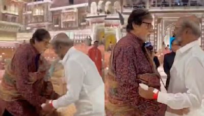 Anant-Radhika Wedding: Rajinikanth Touches Amitabh Bachchan’s Feet At Newlyweds’ Aashirwad Ceremony; Watch
