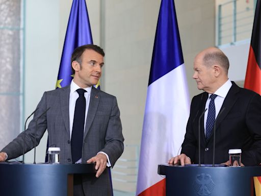 French President Emmanuel Macron heads to Germany for a three-day state visit that will test the ability of the European Union’s core couple to set the bloc’s agenda just two weeks before potentially bruising elections.