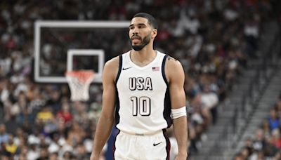 Jayson Tatum reacts to Jaylen Brown not being selected to Team USA